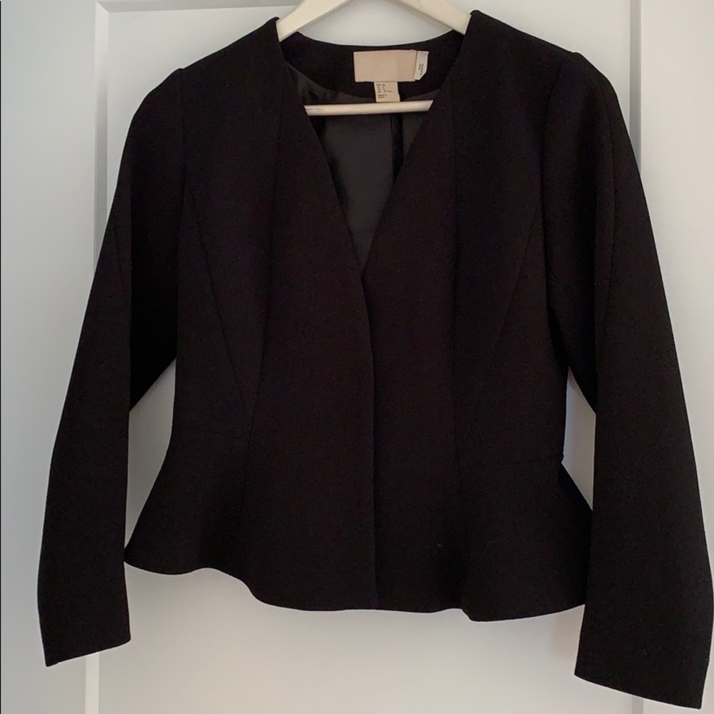 H&M Black Structured Peplum Blazer